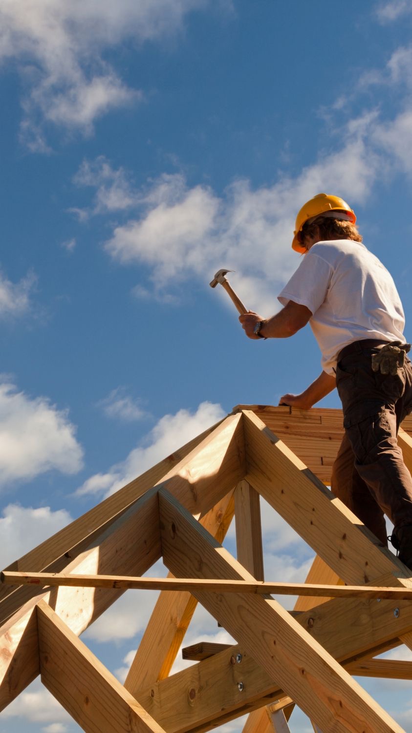 Roofer working on a timber frame